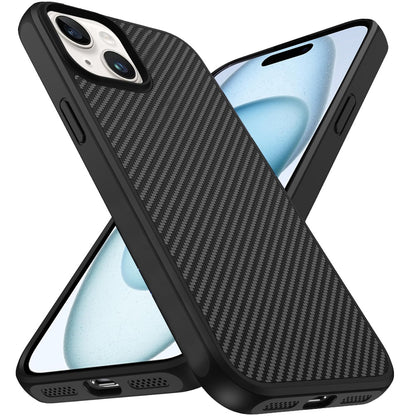 For Apple iPhone 16e Carbon Fiber Design with Magnetic HQ 2.0mm Thick Hybrid Shockproof Rubber Hard PC Case Cover