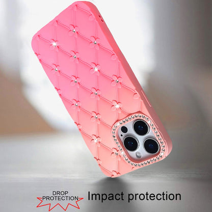 Phone Case for iPhone 15 Pro Max (6.7") Floral Glitter Shimmer Bling Hybrid Shockproof Anti Slip Thick TPU Protective Stylish Design Cover Orange/Pink