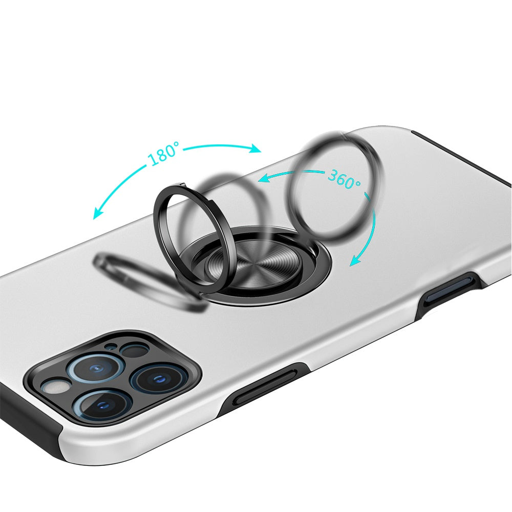 For Samsung Galaxy S25 EDGE Hybrid 360 Degree Rotatable Metal Invisible Ring Stand Holder Slim Fit Magnetic Car Mount Shockproof Case Cover Silver