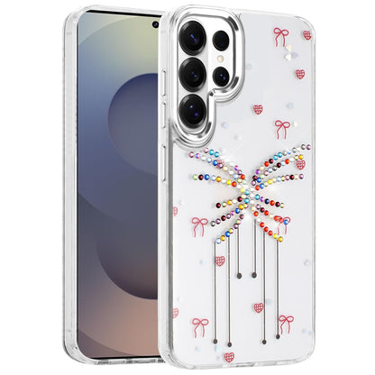 For Samsung Galaxy S26 Ultra Butterfly Resin Epoxy Diamond Design Metal Edged Hybrid Shockproof Heavy Duty Drop Protection Case Cover