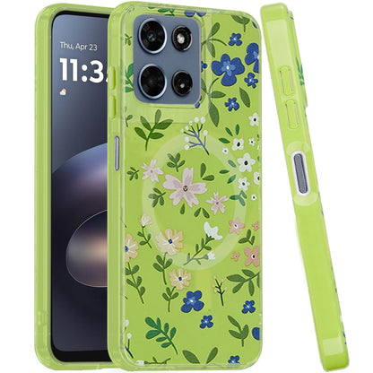 Phone Case for Motorola Moto G Play 5G 2026 Shockproof Dual Layer TPU IMD Print Rugged Anti-Slip Grip Drop Protection Scratch Resistant Slim Fit Glossy Floral Heart Aesthetic Cover