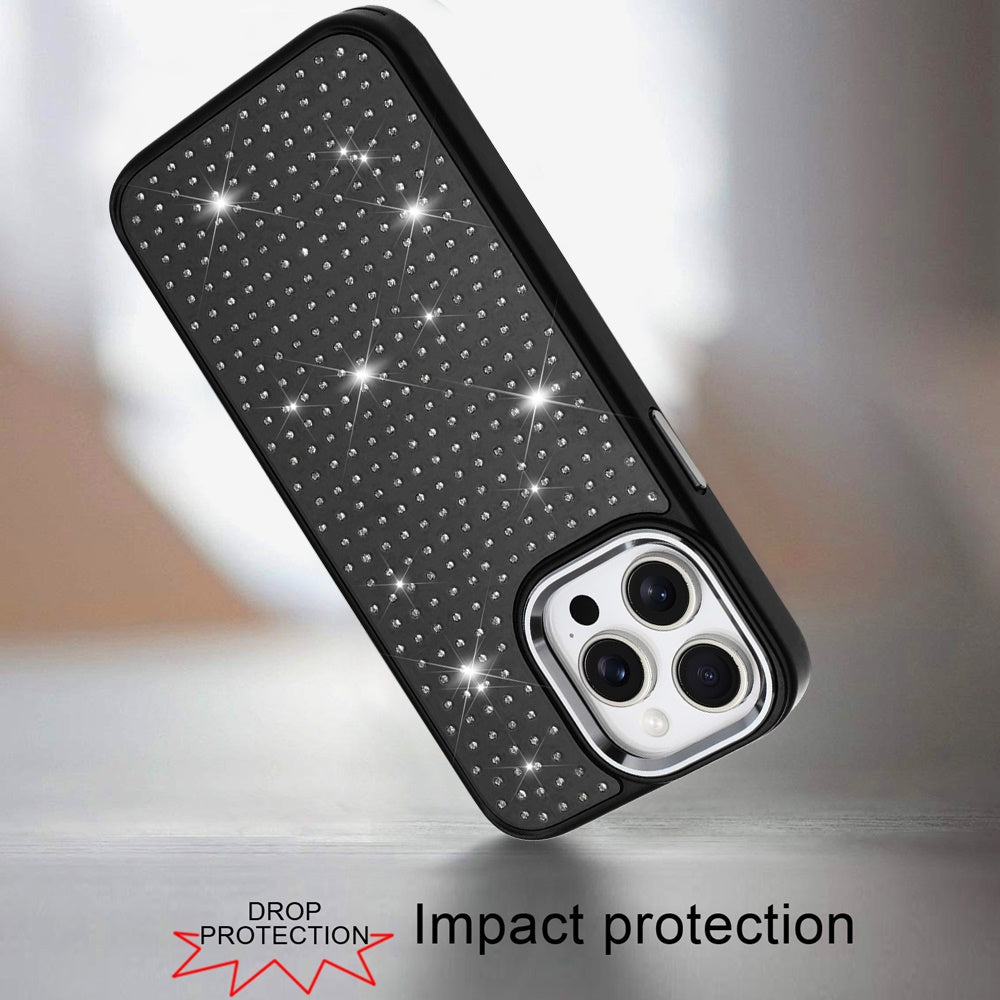 For Samsung Galaxy S26 Bling Diamond Metallic, Full Sparkle Chrome Edged Hybrid Protective Shockproof Case Cover