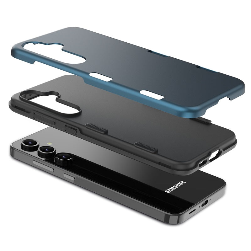 For Hybrid Slim Shockproof Bumper Protective Hard PC + Rubber TPU Phone Cover Bravo Series Case for Samsung Galaxy S24 Fan Edition - Blue Case Cover Blue