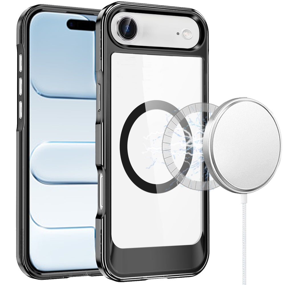 For Apple iPhone 17 AIR Transparent HQ Hybrid Slim, Shockproof, Compatible with MagSafe wireless charging & Military-Grade Case Cover Black