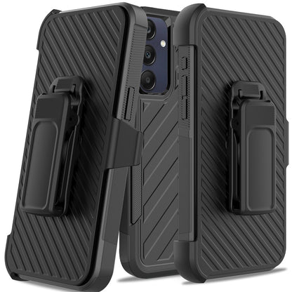 For Motorola Razr 2025 Rugged 2in1 Armor Combo Belt Clip Holster, Non-Slip Tough Hybrid lined Shockproof Case Case Cover Black / Black