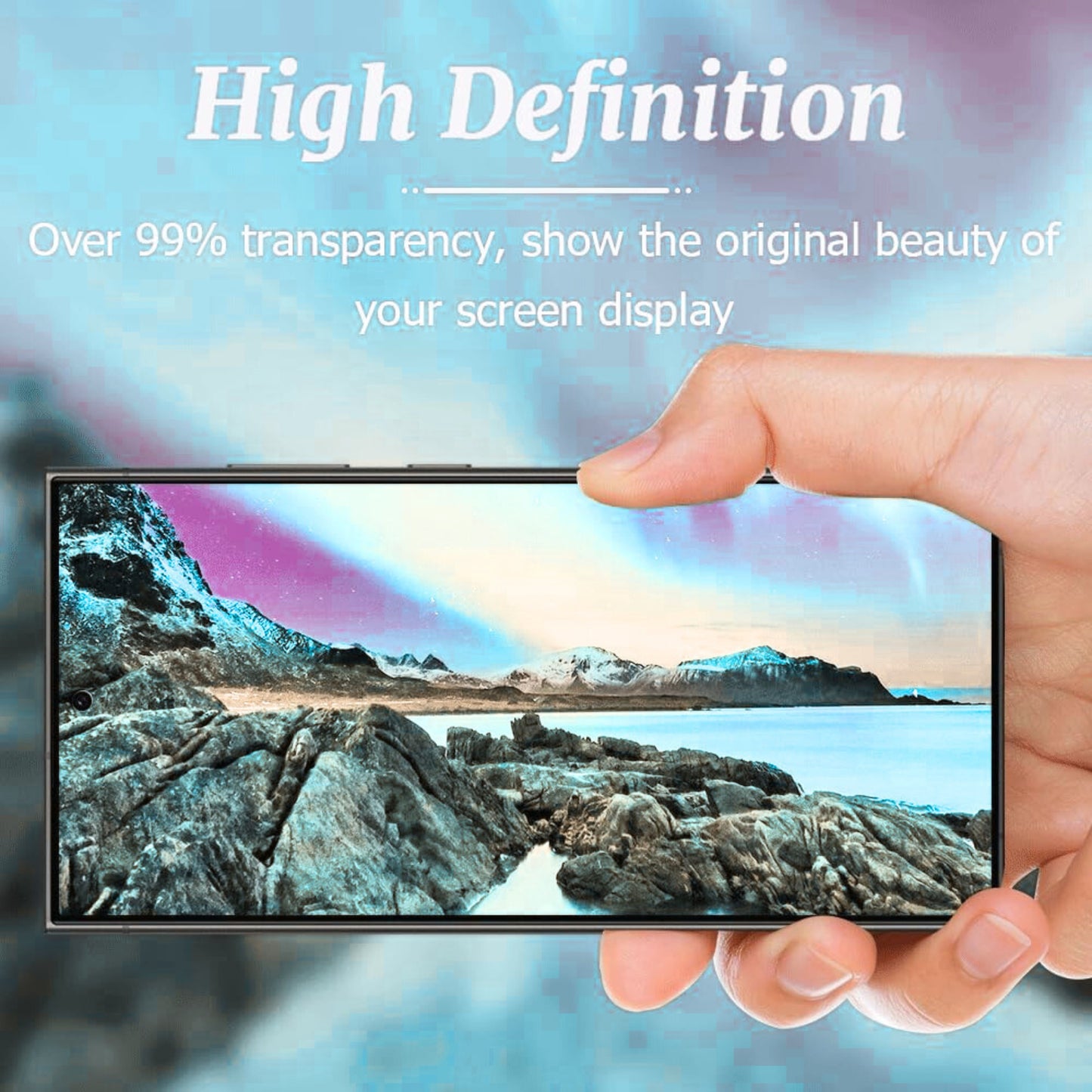 Screen Protector for Samsung Galaxy S23 Ultra Tempered Glass 3D Curved Edge Full Glue Fingerprint Unlock HD Clear Bubble Free Sensitive Touch Screen Guard Cover Tempered Glass