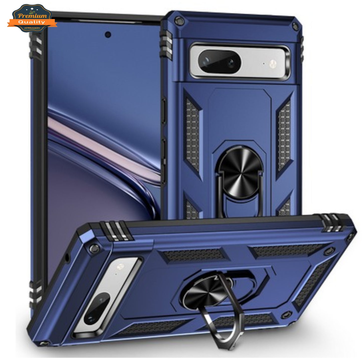 For Google Pixel 9A Shockproof Hybrid Dual Layer PC + TPU with Metal Ring Kickstand Heavy Duty Armor Shell Case Cover