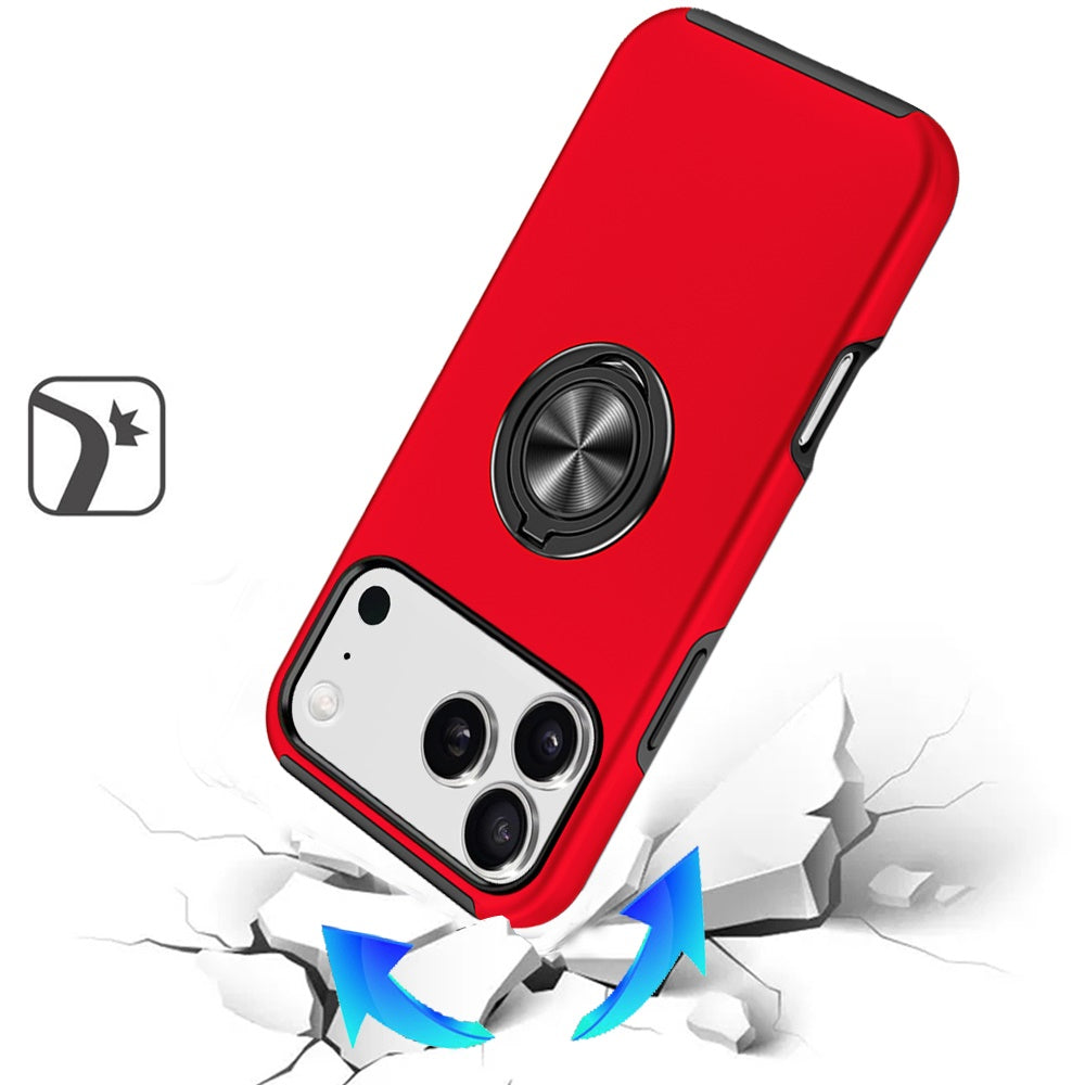 For Apple iPhone 17 AIR Hybrid 360 Degree Rotatable Metal Invisible Ring Stand Holder Slim Fit Magnetic Car Mount Shockproof Case Cover