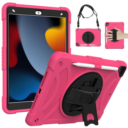 For 3-in-1 Tough Hybrid Shockproof Protector Silicone TPU with Pencil Holder, Kickstand, Hand & Shoulder Strap Hot Pink Tablet Case Cover