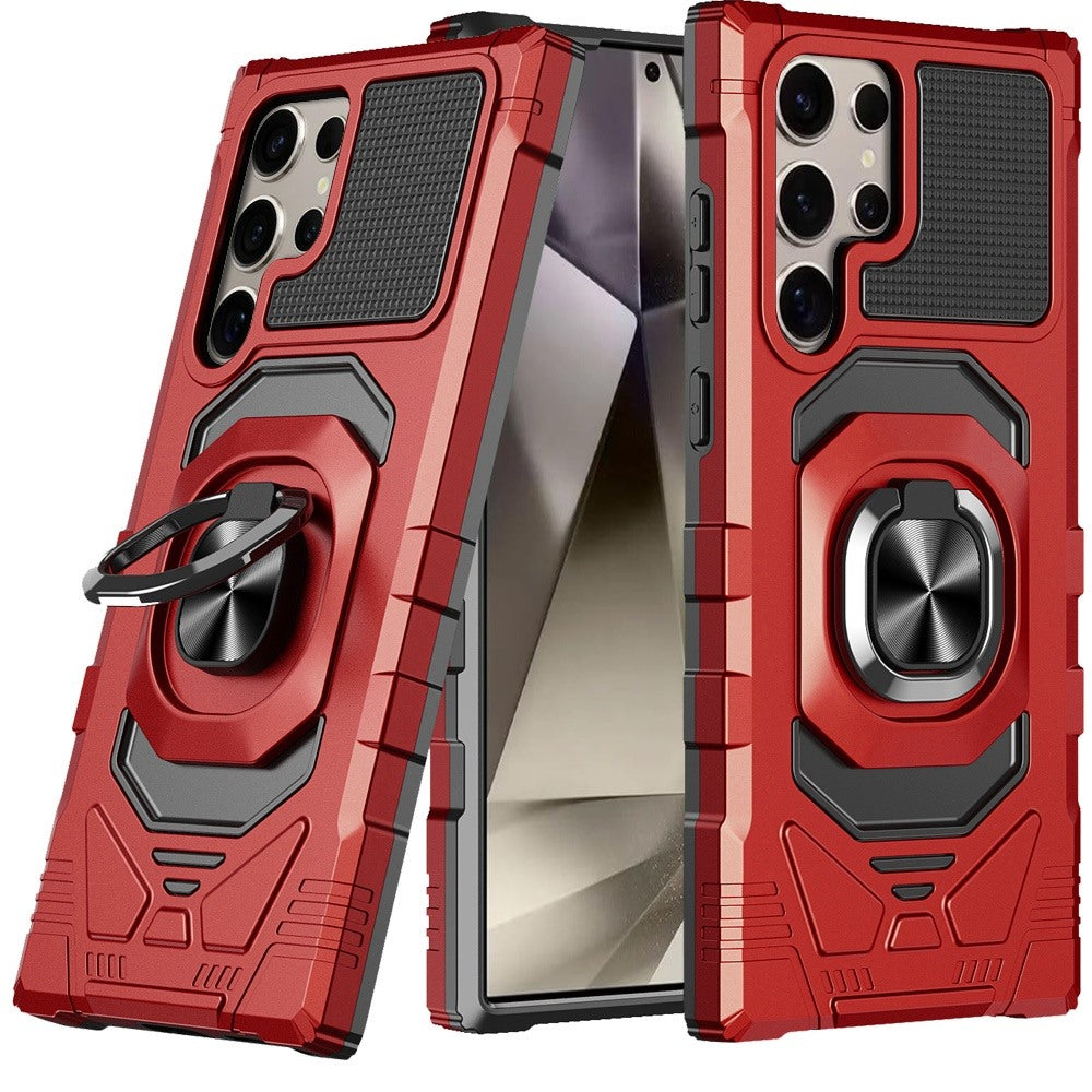 For Samsung Galaxy S25 Ultra Hybrid Dual Layer with 360° Rotate Magnetic Ring Stand Holder Kickstand TPU Rugged PC Shockproof Case Cover