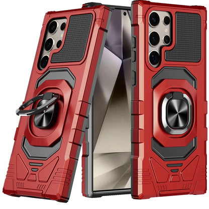 For Samsung Galaxy S25 Ultra Hybrid Dual Layer with 360° Rotate Magnetic Ring Stand Holder Kickstand TPU Rugged PC Shockproof Case Cover