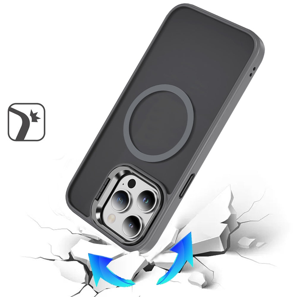 For Apple iPhone 13 Pro Max Heavy Duty Metallic Hybrid Tough TPU with Camera Ring Stand, MagSafe Compatible, Rugged Drop Protection Case Cover