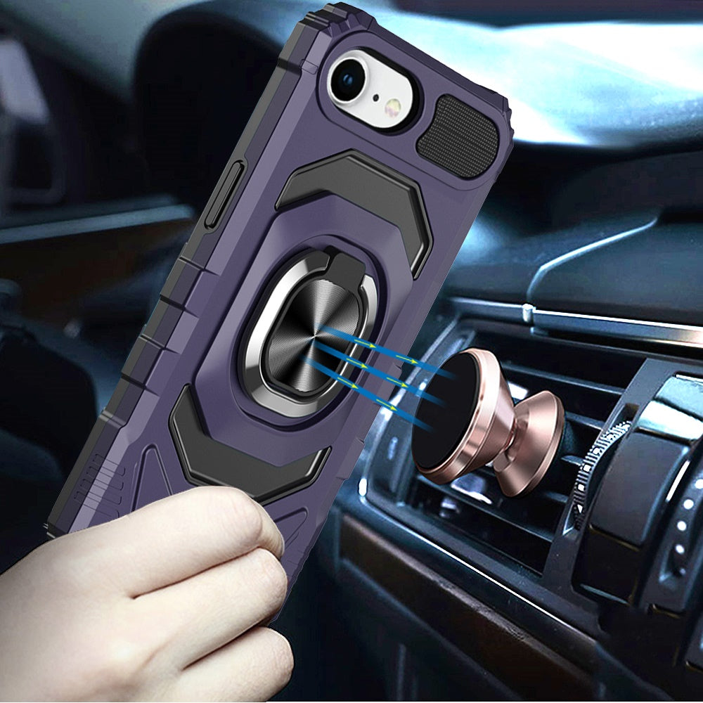 For Apple iPhone 17E /16E Hybrid Dual Layer with 360° Rotate Magnetic Ring Stand Holder Kickstand TPU Rugged PC Shockproof Case Cover