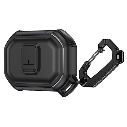 For Airpods 4 Heavy Duty Hybrid Snap Switch Button, Secure Lock Clip Super Protective with Carabiner Belt Loop Case Cover