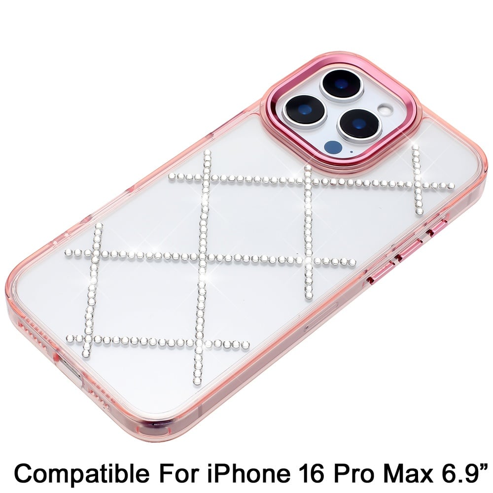 Phone Case for Apple iPhone 16 Pro Max Gem Glitter Diamond Transparent Hard TPU Hybrid Shockproof Protective Colorful Durable Anti Scratch Grip Cover