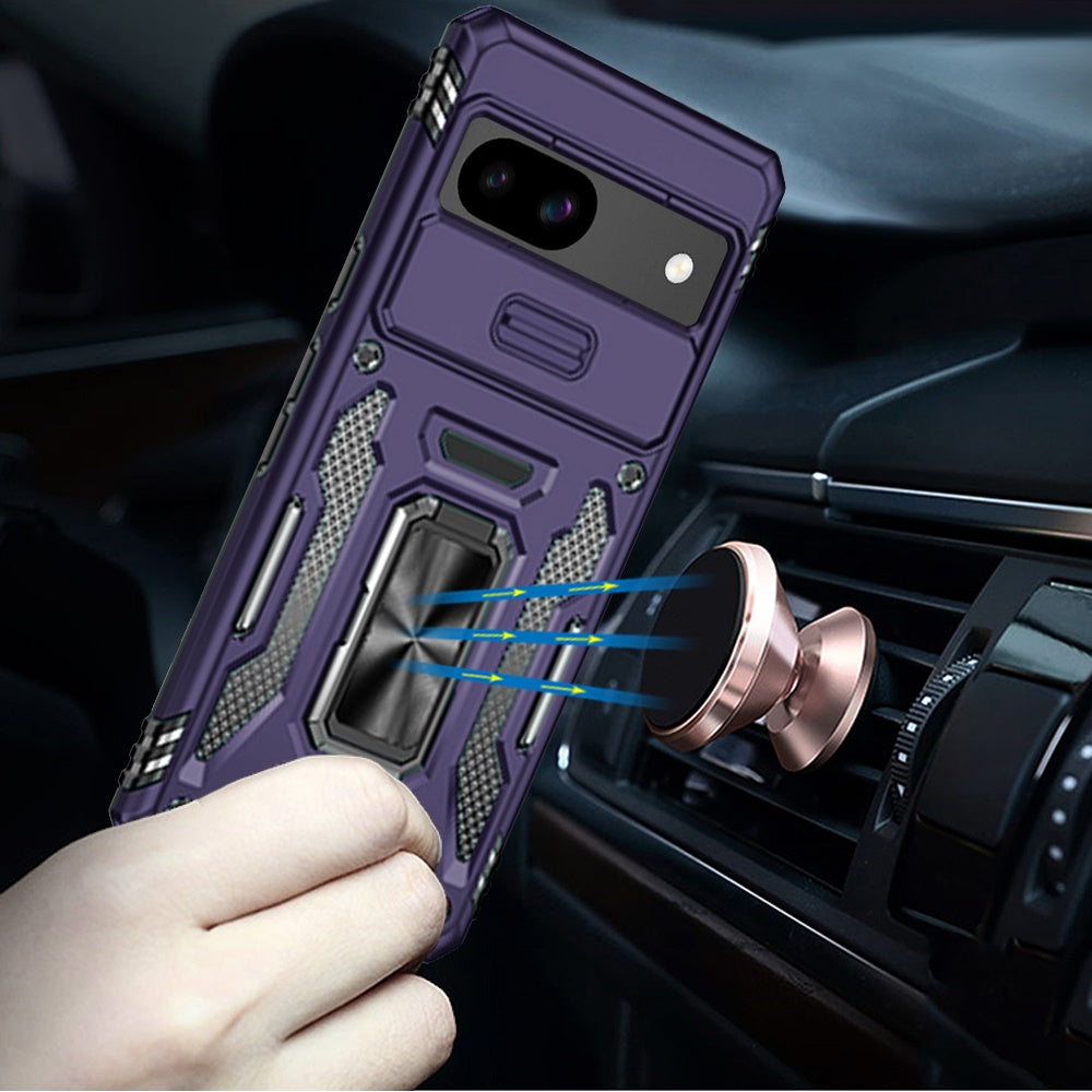 For Google Pixel 9A Hybrid Case with Rotation Ring Stand Shockproof & Camera Window TPU Armor Dropproof Case Cover