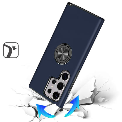 For Samsung Galaxy S25 Ultra Hybrid 360 Degree Rotatable Metal Invisible Ring Stand Holder Slim Fit Magnetic Car Mount Shockproof Case Cover