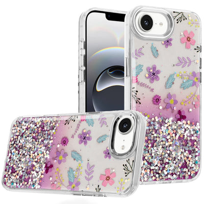 For Apple iPhone 17E /16E Fashion Beautiful Epoxy Design Hybrid Fashion Stylish TPU Protective, Shockproof Hybrid PC Case Cover Colorful Summer Flower