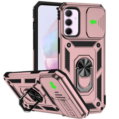 For Motorola Moto G 5G 2025 Hybrid Ring Shockproof with 360° Rotate Ring Kickstand, Camera Lens Protection, Soft Edge Bumper Case Cover Rose Gold