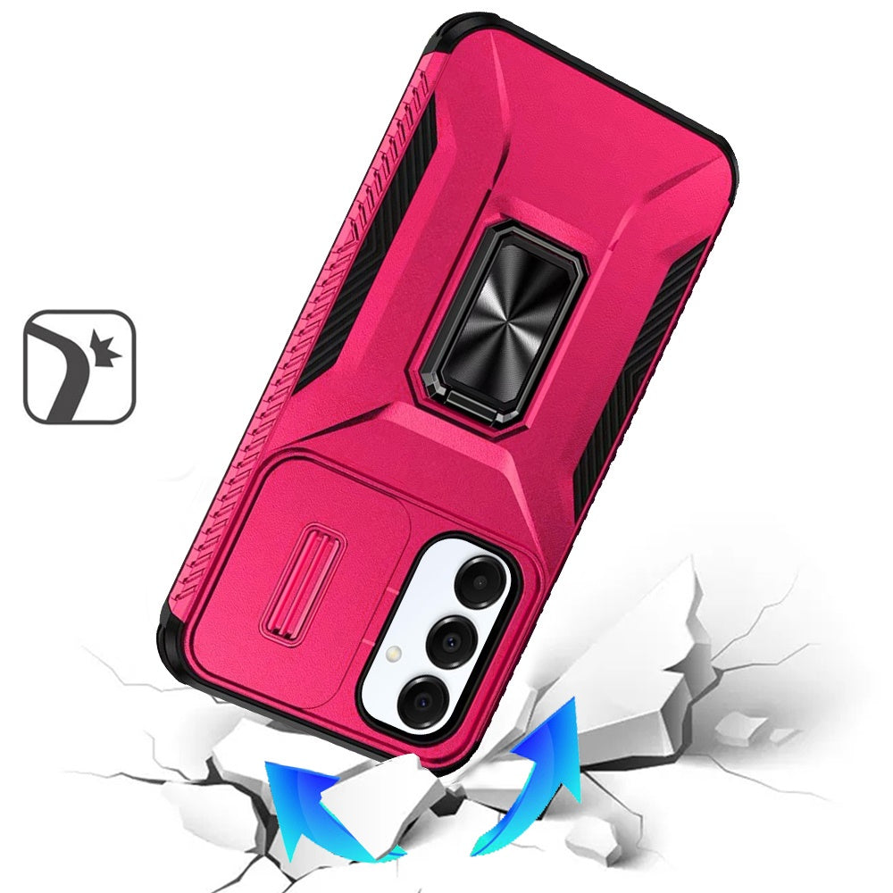 For Samsung Galaxy A26 Case, Camera Cover with Magnetic Rotation Ring Stand, Military Grade Hybrid Hard TPU Shockproof Case Cover