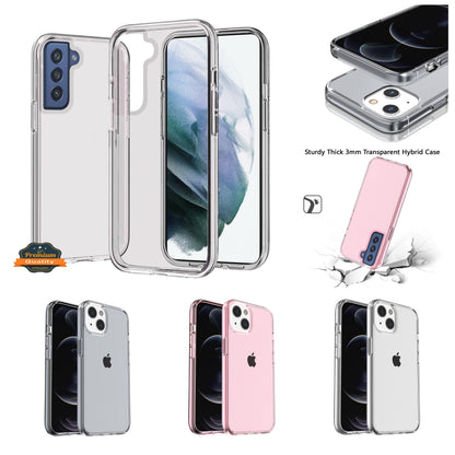 For iPhone 16 Pro Max (6.9") Transparent Shock Absorption PC + TPU Rubber Gel Thick 3mm Hybrid Silicone Slim Fit Back Case Cover