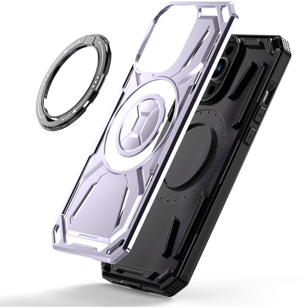 For iPhone 14 Pro Max (6.7") Hybrid Magnetic Ring and 360° Rotational Kickstand with MagSafe Compatible, Military Grade Drop Protection Case Cover Light Purple