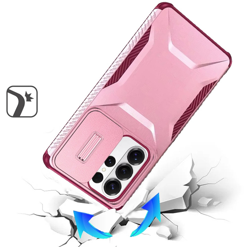 For Samsung Galaxy S26 Ultra Slim Fit Shockproof Hybrid with Slide Camera Window Covering, Rugged Tpu Silicone Hard PC Bumper Case Cover