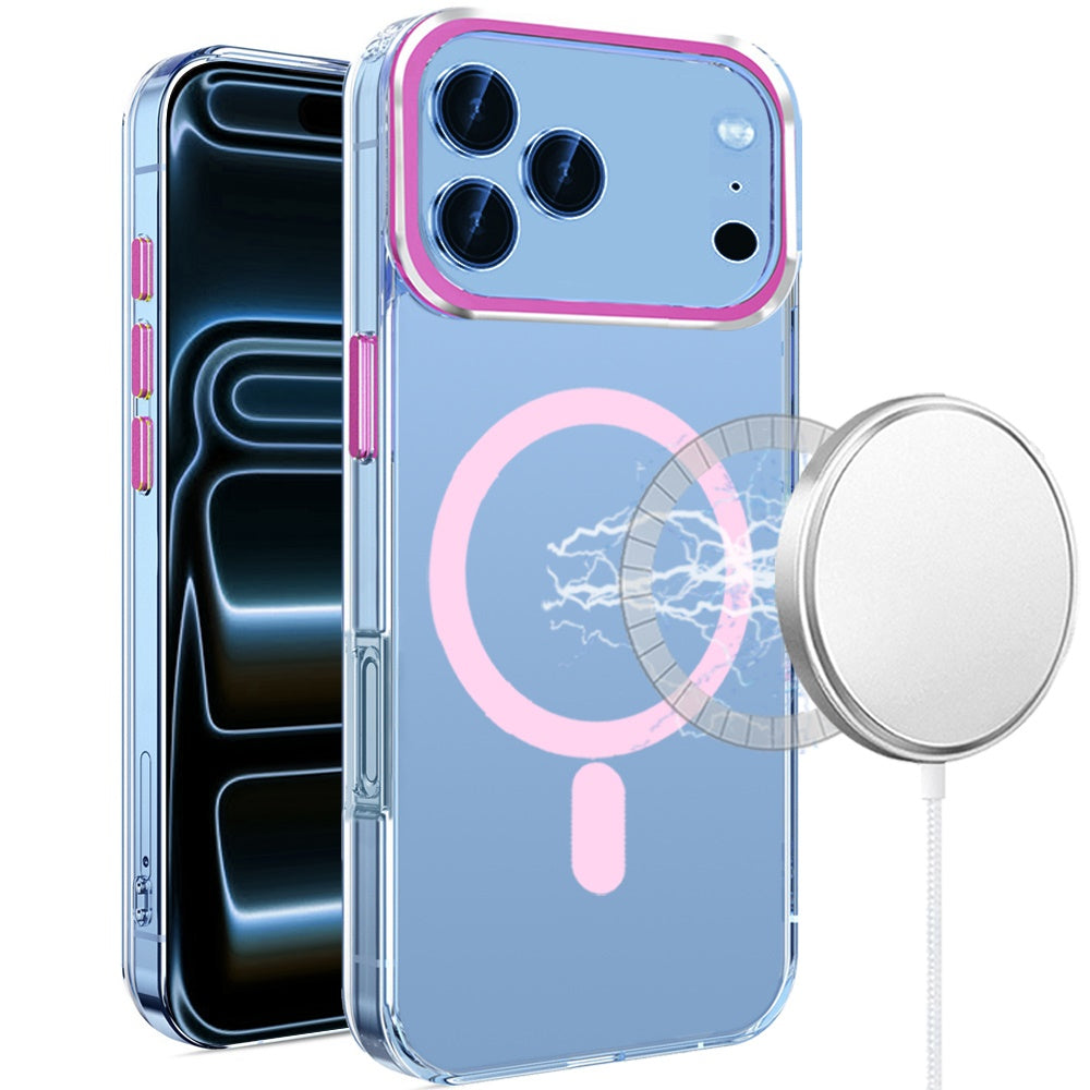 For Apple iPhone 17 Pro Max Clear Transparent Case Matching Circle Design, Hybrid TPU Hard Shell, Support Magsafe Charger Case Cover