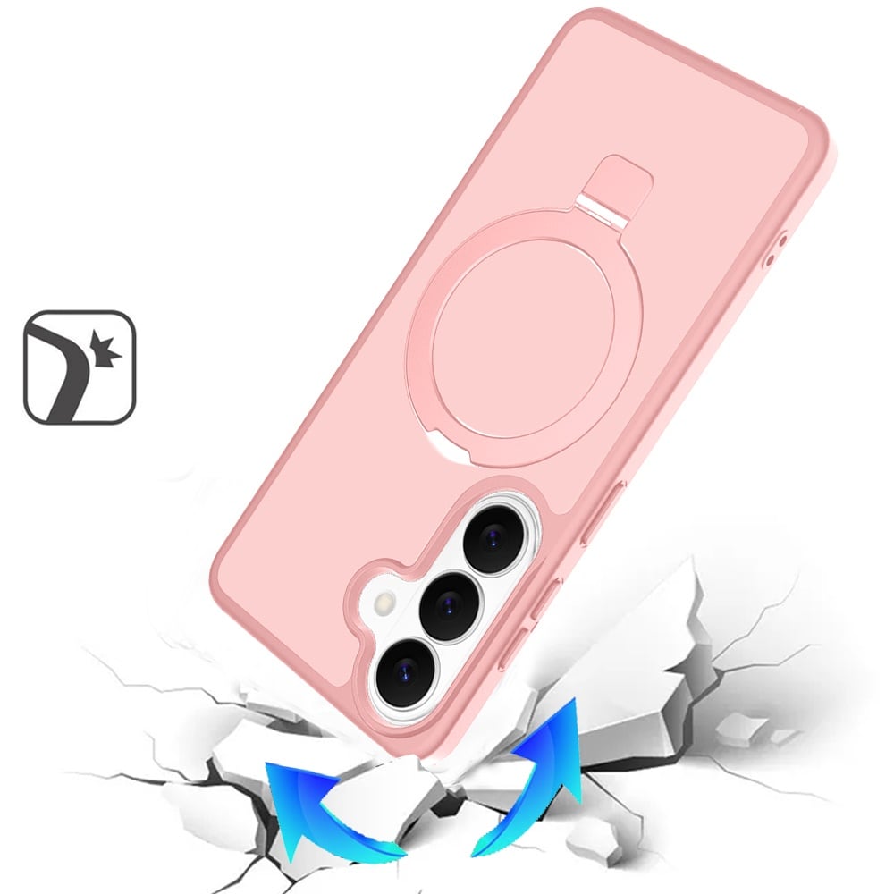 Phone Case for Samsung Galaxy S25 FE, S25 Fan Edition Magnetic Ring Stand Full Rotation Matte Shockproof Grip Anti Slip Durable Camera Protection Hybrid Cover