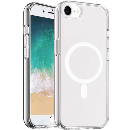 For Apple iPhone 17E /16E MagSafe Compatible Transparent Hybrid Case with Magnetic Circle, Shock Absorption TPU Rubber Case Cover