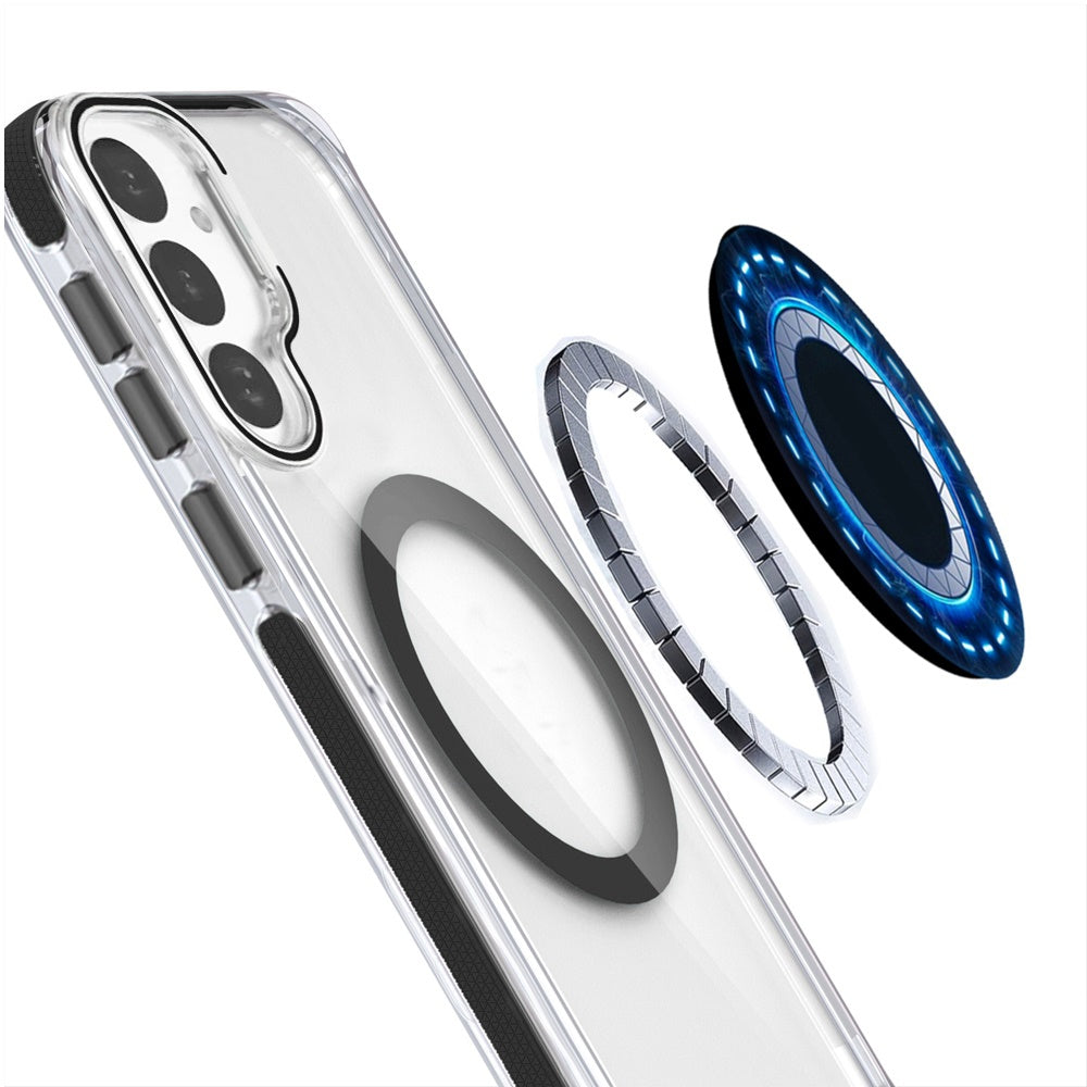 For Samsung Galaxy S25 FE /S25 Fan Edition Hybrid Clear Back Case with Invisible Camera Bracket Stand, MagSafe Magnetic Circle, Shockproof Color Frame Case Cover