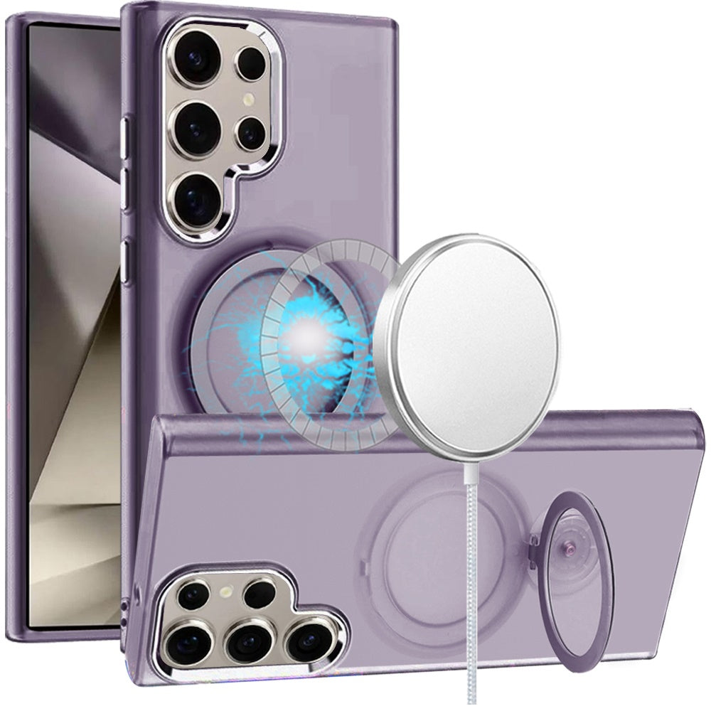 For Samsung Galaxy S25 Ultra MagSafe Compatible with 360° Ring Stand, Magnetic Kickstand, Slim Hybrid Protective Case Cover