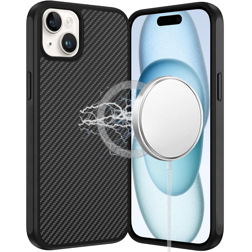 For Apple iPhone 17E /16E Carbon Fiber Design with Magnetic HQ 2.0mm Thick Hybrid Shockproof Rubber Hard PC Case Cover