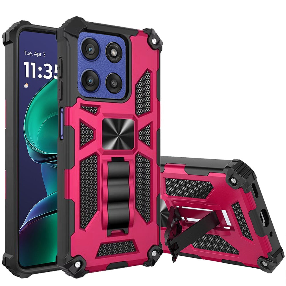 For Motorola Moto G Stylus 5G 2026 /2025 Hybrid Shockproof [Military Grade] Rugged Protective with Magnetic Car Mount & Invisible Stand Case Cover Cosmic Orange