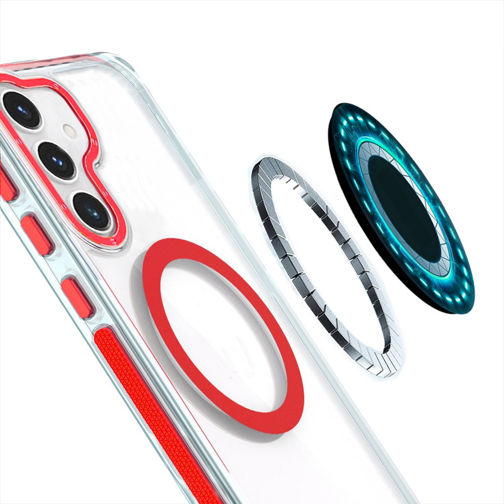 For Samsung Galaxy S25+ /S25 Plus /S24+ Plus Transparent Back with Colorful Frame, Strong Magnetic Circle, MagSafe Compatible, Slim Shockproof Protection Case Cover