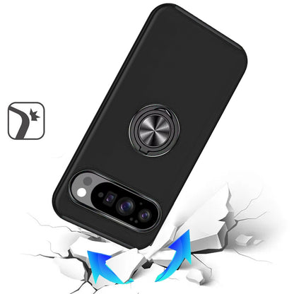 For Google Pixel 10 /Pixel 10 Pro Hybrid 360 Degree Rotatable Metal Invisible Ring Stand Holder Slim Fit Magnetic Car Mount Shockproof Case Cover