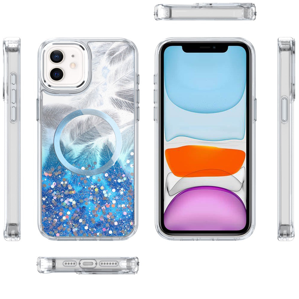 For Apple iPhone 14 /13 Epoxy Glitter Shimmer Fashion Case with Magnetic Magsafe Compatible Hybrid Sparkling Slim Protective Case Cover