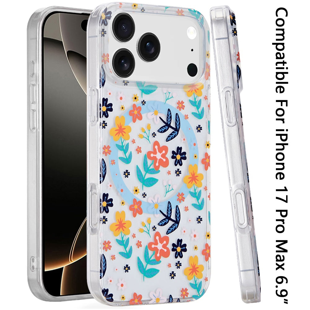 For Apple iPhone 17 Pro Max Stylish Pattern Fashion IMD Printed Design TPU Slim Shockproof Protective with Magnetic Back Case Cover