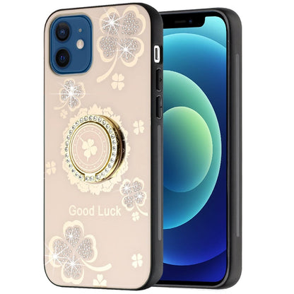 For iPhone 12 / iPhone 12 Pro (6.1") Diamonds 3D Fashion Bling Sparkly Glitter Ornaments Engraving Hybrid with Ring Stand Case Cover