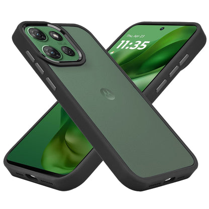 For Motorola Moto G Power 5G 2027 Slim Fit Hybrid Transparent Thick Acrylic with Metal Buttons Frame Protective Hard PC + TPU Shockproof Case Cover