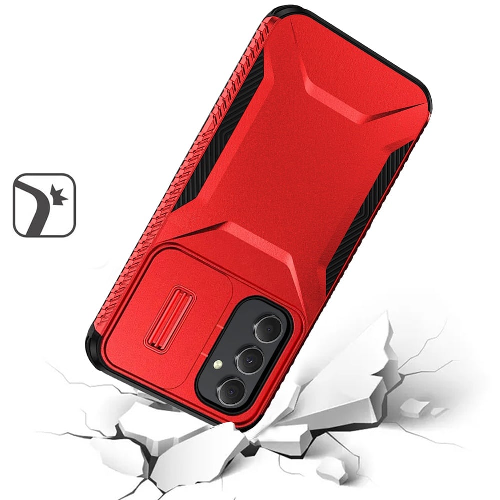 For Samsung Galaxy A15 5G Slim Fit Shockproof Hybrid with Slide Camera Window Covering, Rugged Tpu Silicone Hard PC Bumper Case Cover