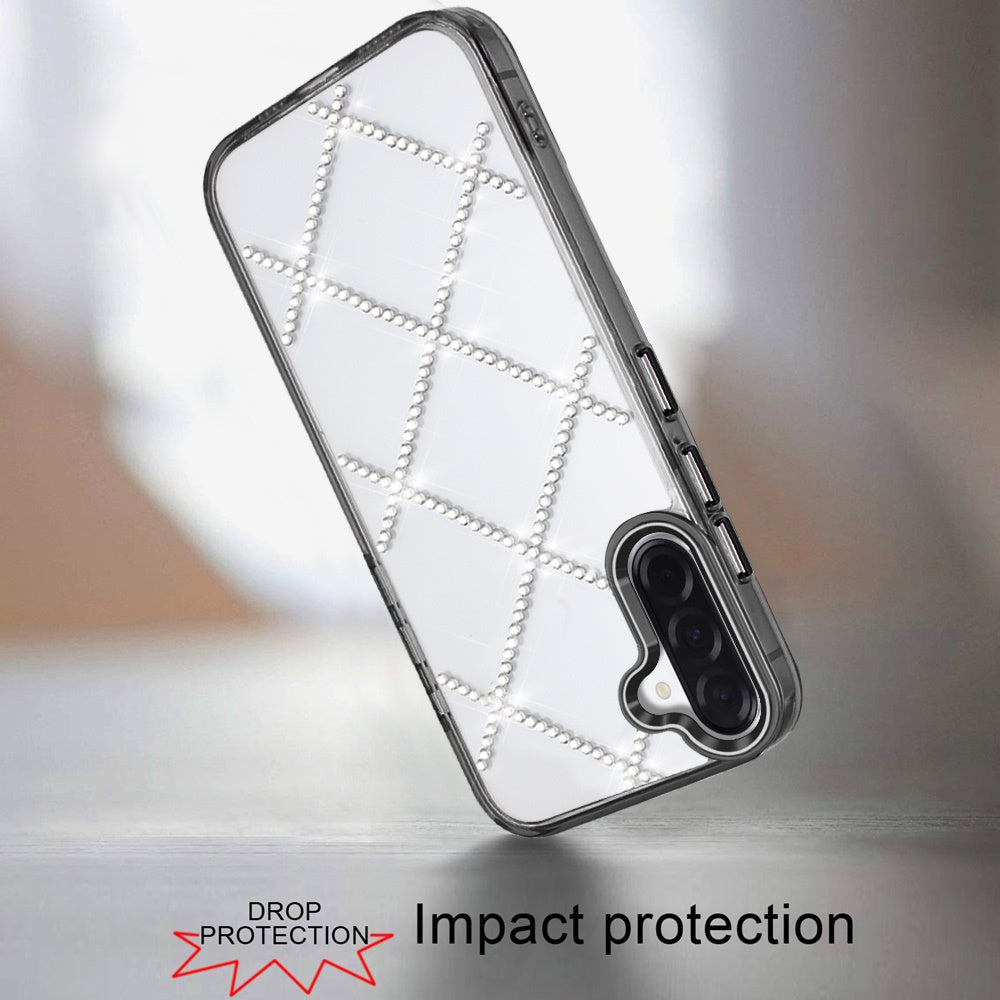 For Samsung Galaxy A37 Gem Glitter Diamond Bling Clear Hybrid TPU Cover, Colorful Shockproof Protective Back, Slim Fit for Women Girls Case Cover