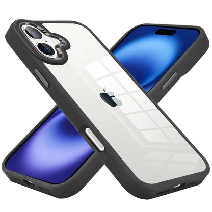 For Apple iPhone 17 (6.3") Slim Fit Hybrid Transparent Thick Acrylic with Metal Buttons Frame Protective Hard PC + TPU Shockproof Case Cover