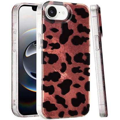 For Apple iPhone 17E /16E Glitter Leopard, Fashion Design Animal Skin Print Slim IMD TPU Dual Layer Shockproof Protective Case Cover
