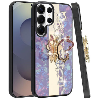 For Samsung Galaxy S26 Ultra Diamonds 3D Butterfly Bling Sparkly Glitter Ornaments Engraving Hybrid with Stand Fashion Case Cover