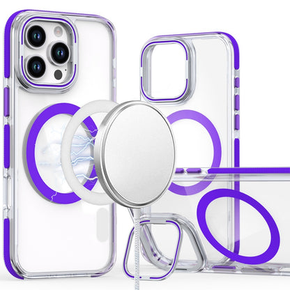 Apple iPhone 16 Pro Max (6.9") Hybrid Clear Invisible Camera Bracket Stand [With Magsafe Magnetic Circle] Shockproof Color Frame