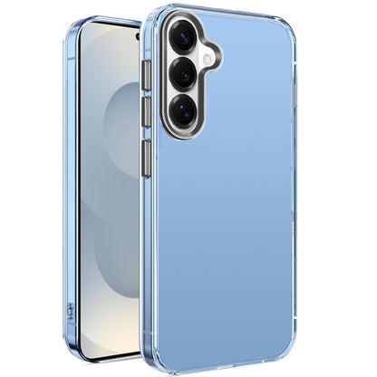 For Samsung Galaxy S26 Transparent Clear Hybrid with Matching Metal Buttons and Camera Protection Hard PC + TPU Rubber Case Cover Clear / Black