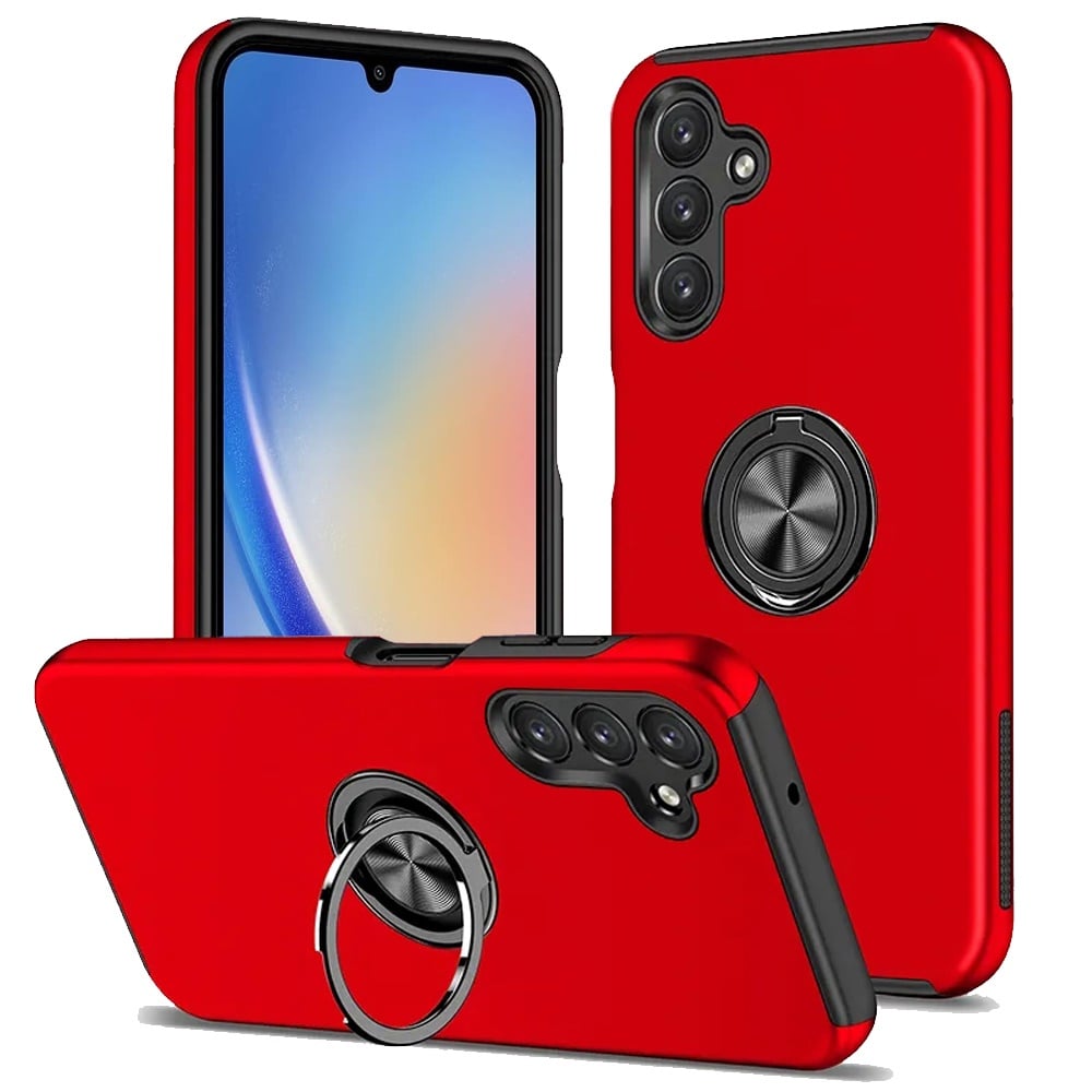 For Samsung Galaxy A15 5G Hybrid 360 Degree Rotatable Metal Invisible Ring Stand Holder Slim Fit Magnetic Car Mount Shockproof Case Cover