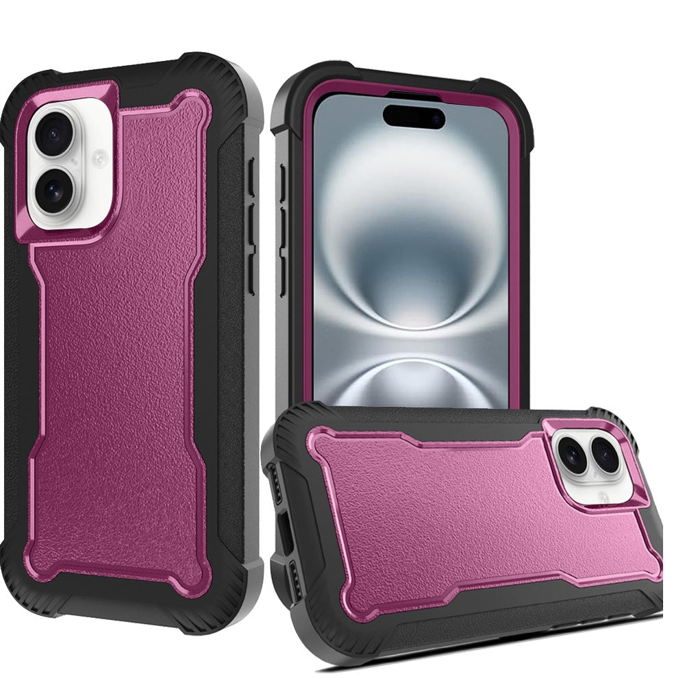 For iPhone XR Tough Hybrid Case - Shockproof 3-in-1 Armor Full-Body Protection PC + TPU Rubber Bumper Frame Case Cover Burgundy