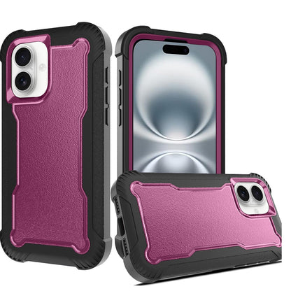 For iPhone XR Tough Hybrid Case - Shockproof 3-in-1 Armor Full-Body Protection PC + TPU Rubber Bumper Frame Case Cover Burgundy